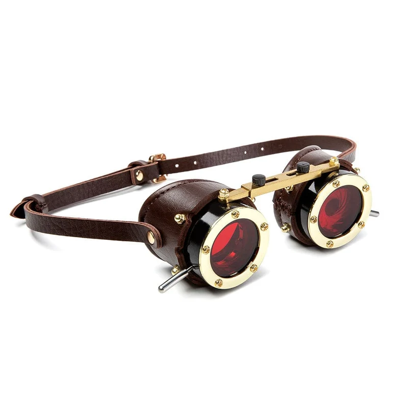 Unisex Steampunk-Brille mit roten Gläsern