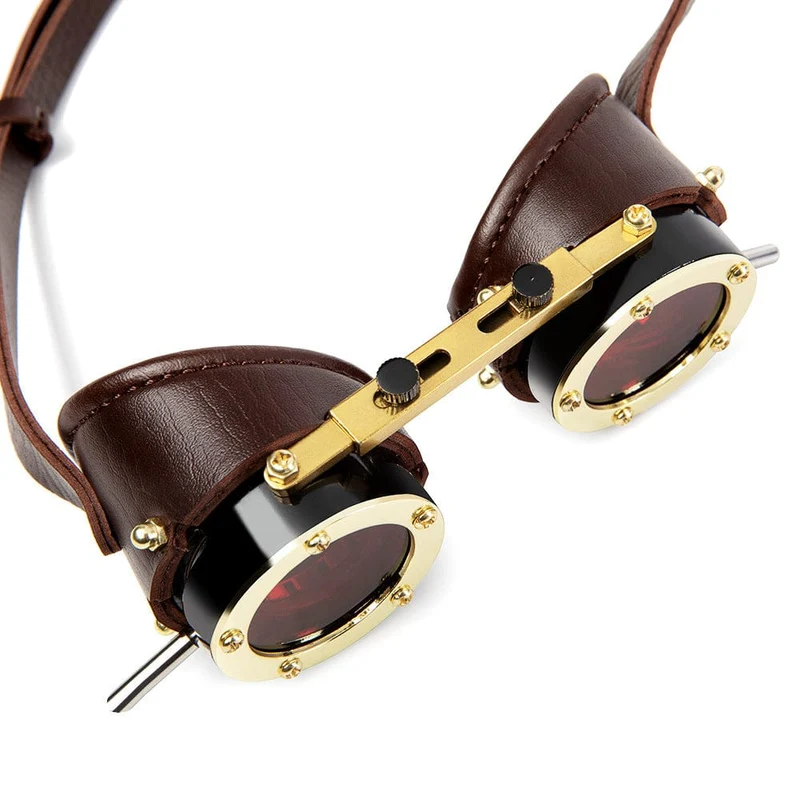 Unisex Steampunk-Brille mit roten Gläsern
