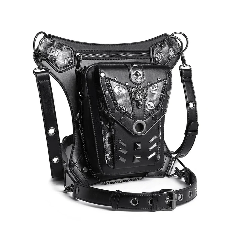 Unisex Punk Totenkopf-Ketten-Bauchtasche