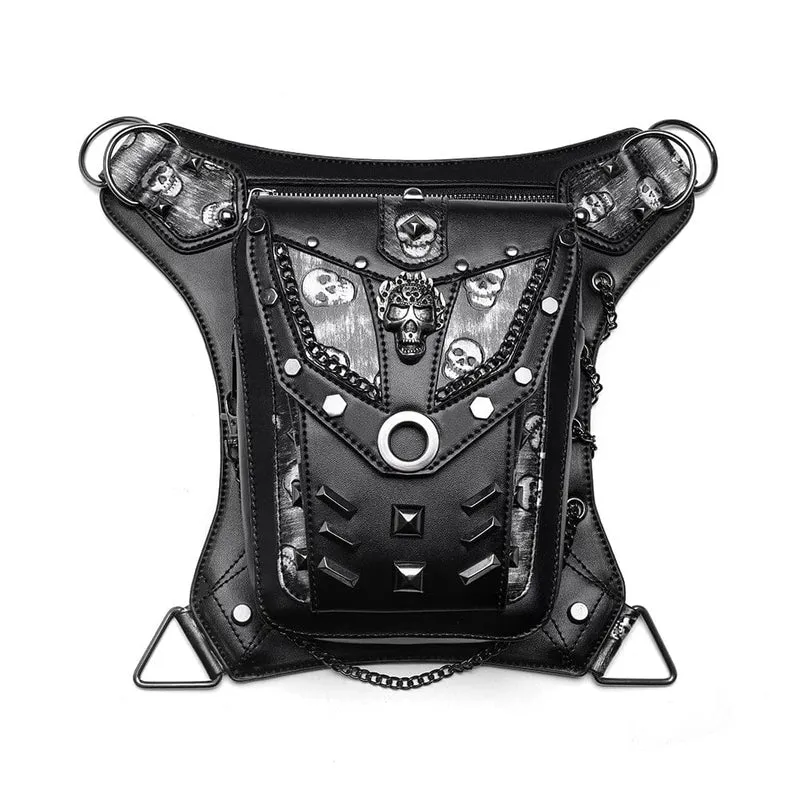 Unisex Punk Totenkopf-Ketten-Bauchtasche