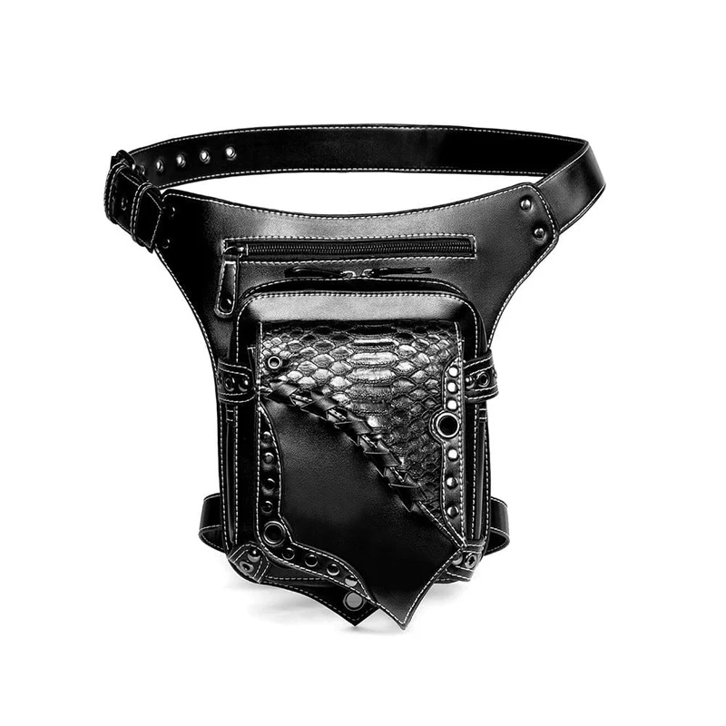 Unisex Punk Schlangenleder-Bauchtasche