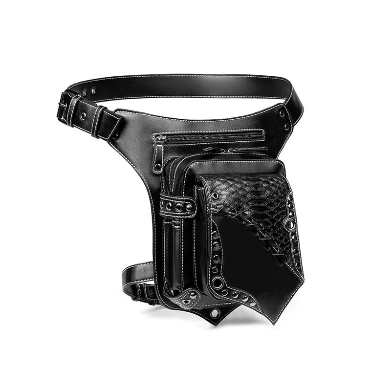 Unisex Punk Schlangenleder-Bauchtasche