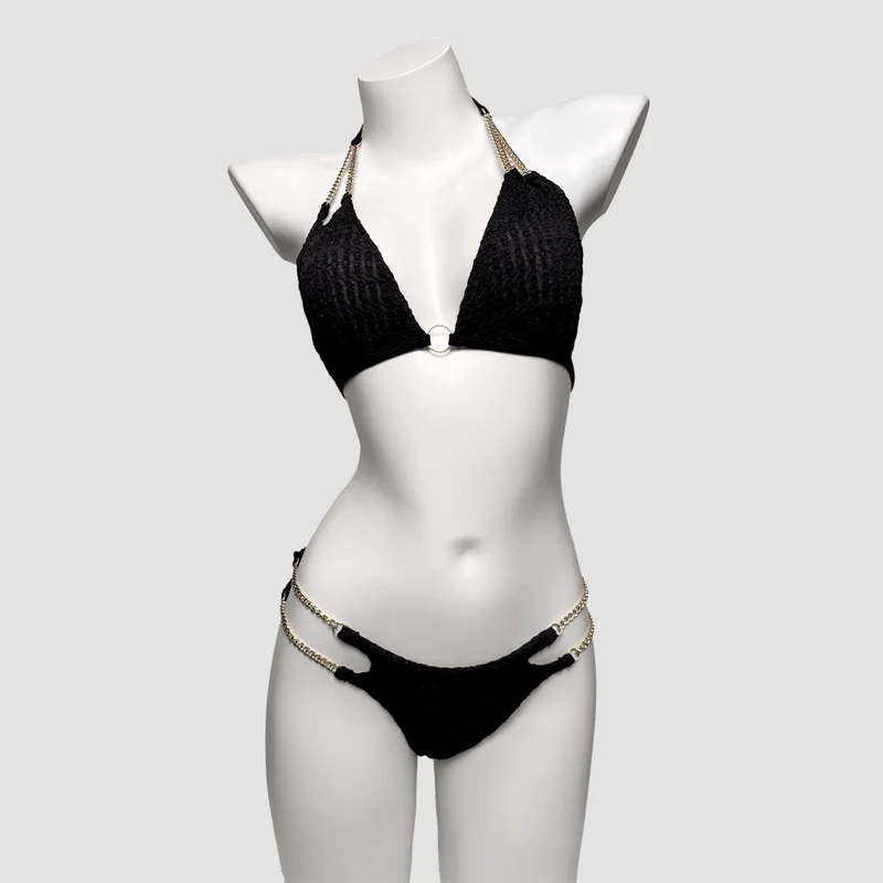 Grunge-Bikini-Set mit Kettenhalter für Damen