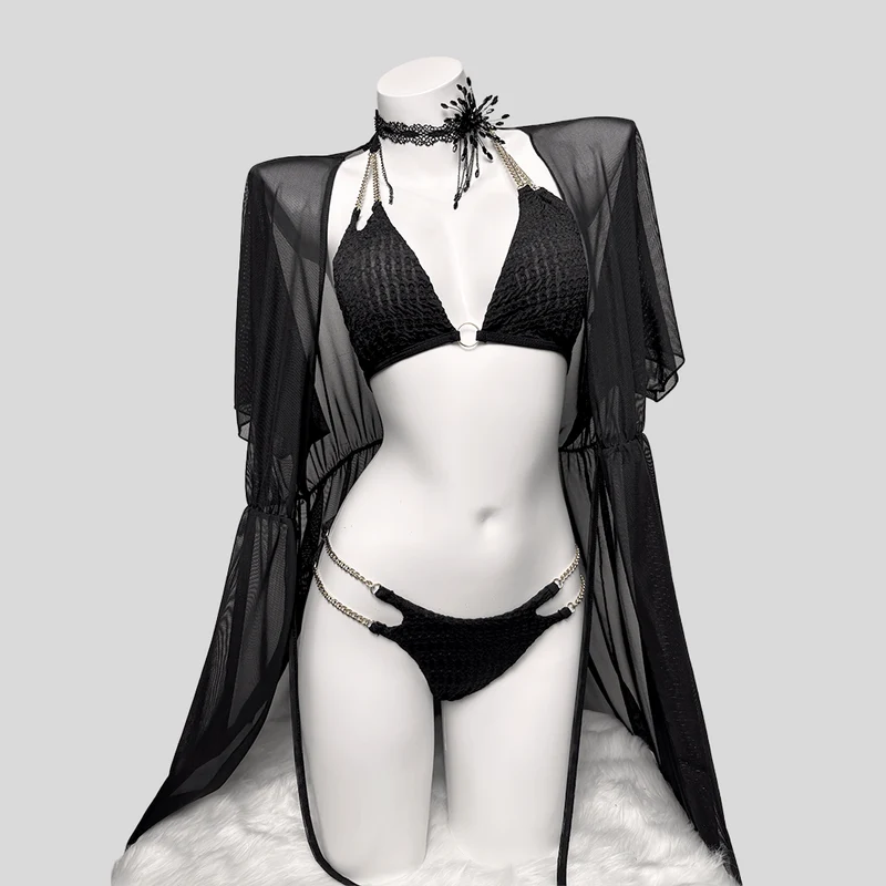 Grunge-Bikini-Set mit Kettenhalter für Damen