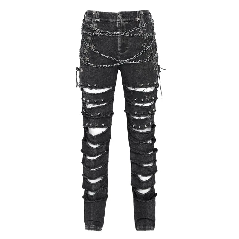 Gothic-Hose mit Nieten und Kette für Herren