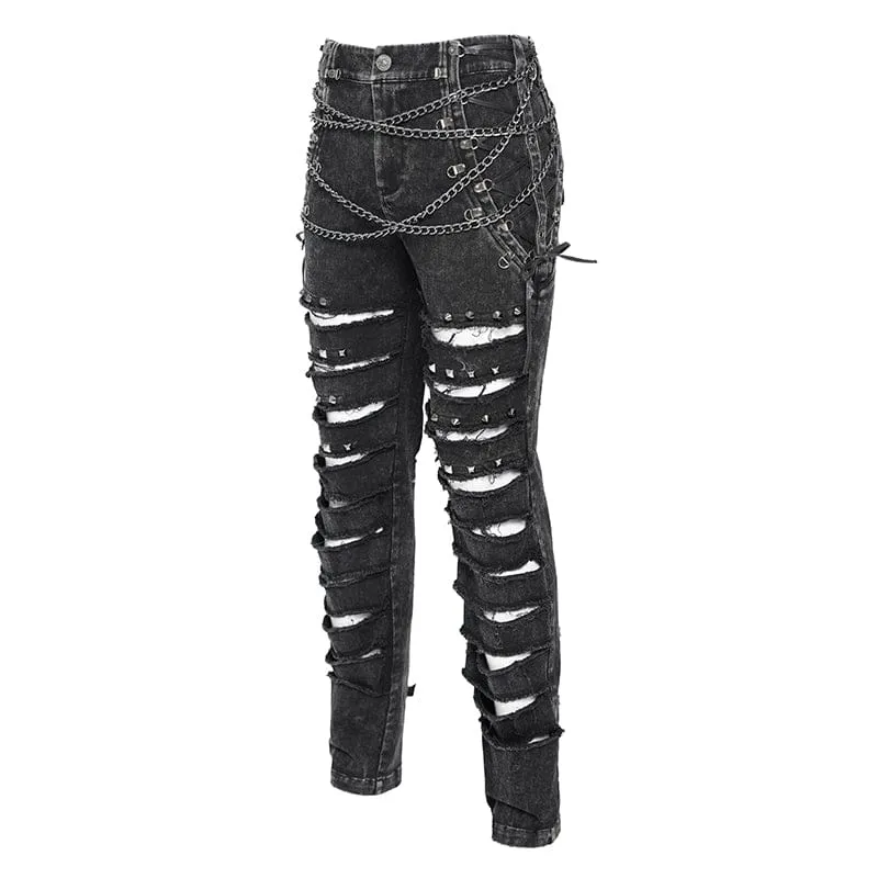 Gothic-Hose mit Nieten und Kette für Herren