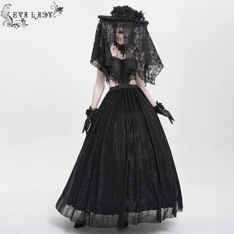 Gothic Rose Rüschen Totenkopf Mesh Hut für Damen