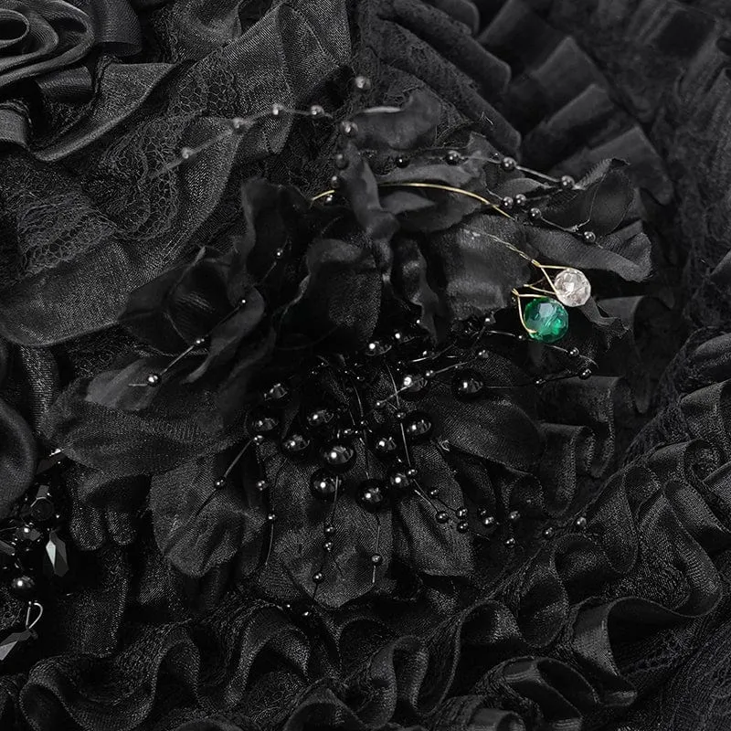 Gothic Rose Rüschen Totenkopf Mesh Hut für Damen
