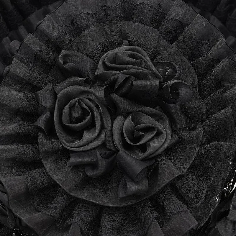 Gothic Rose Rüschen Totenkopf Mesh Hut für Damen