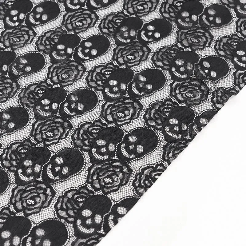 Gothic Rose Rüschen Totenkopf Mesh Hut für Damen