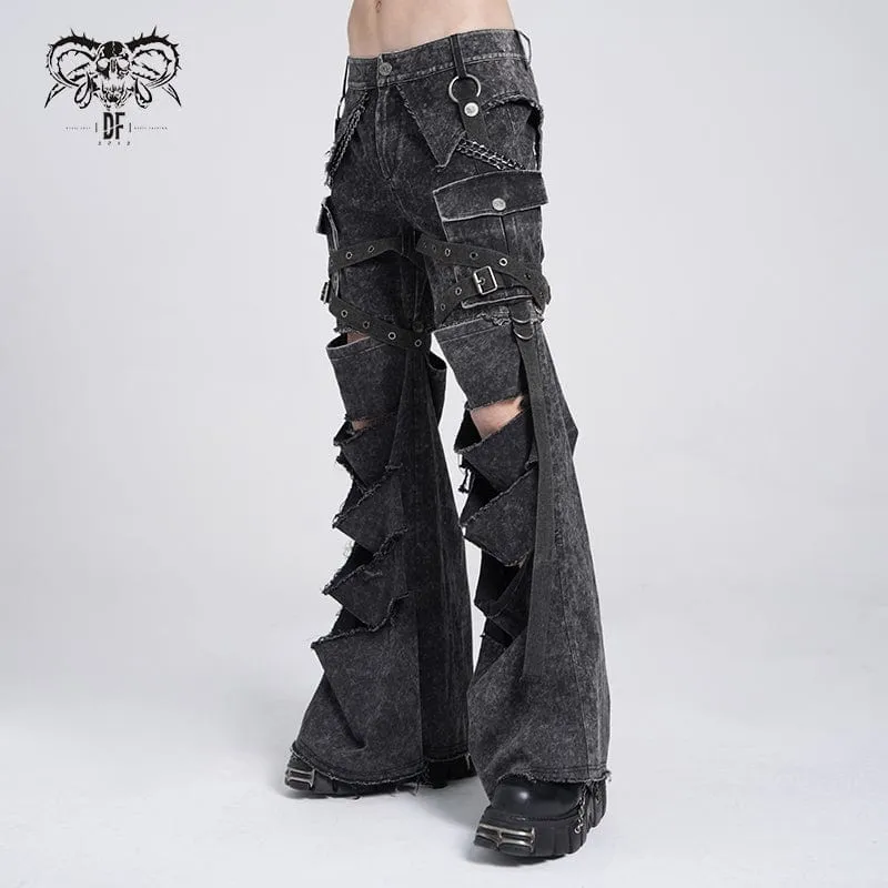 Punk-Hose im Used-Look mit großen Taschen und Kette für Herren