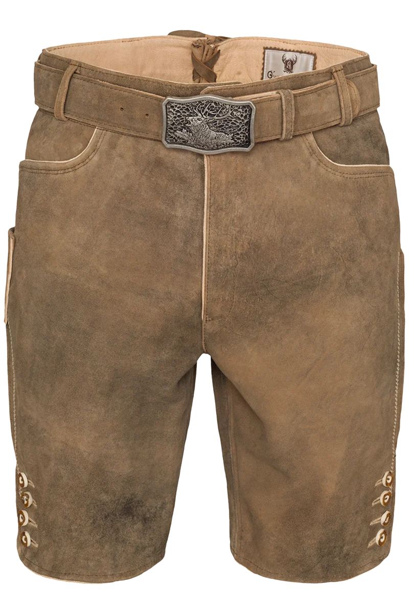 Herren Lederhose kurz mit Gürtel