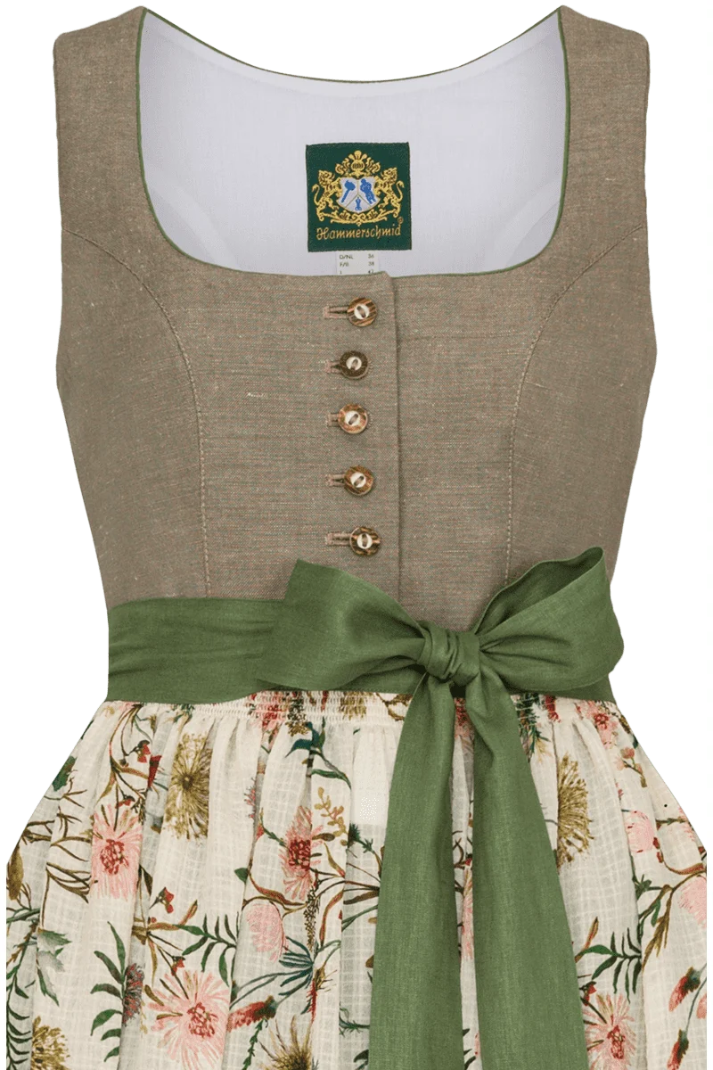 Leinendirndl Blumenprint gemustert lang