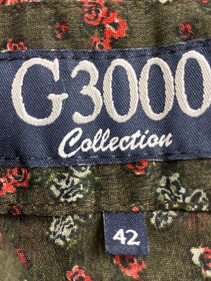 Vintage Rüschenbluse Damen Gr. 42 Blumenmuster Dunkelgrün