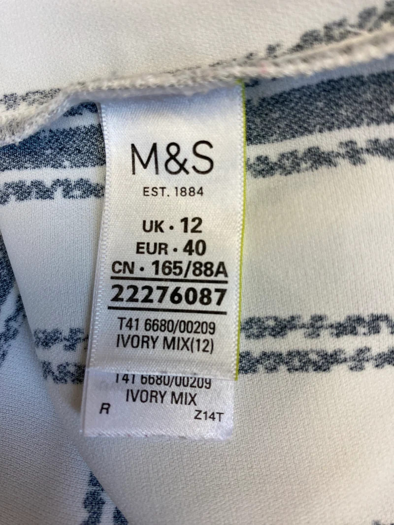 Vintage Schluppenbluse Schwarz Weiß Damen Gr. 40 – Elegante Streifenbluse M&S