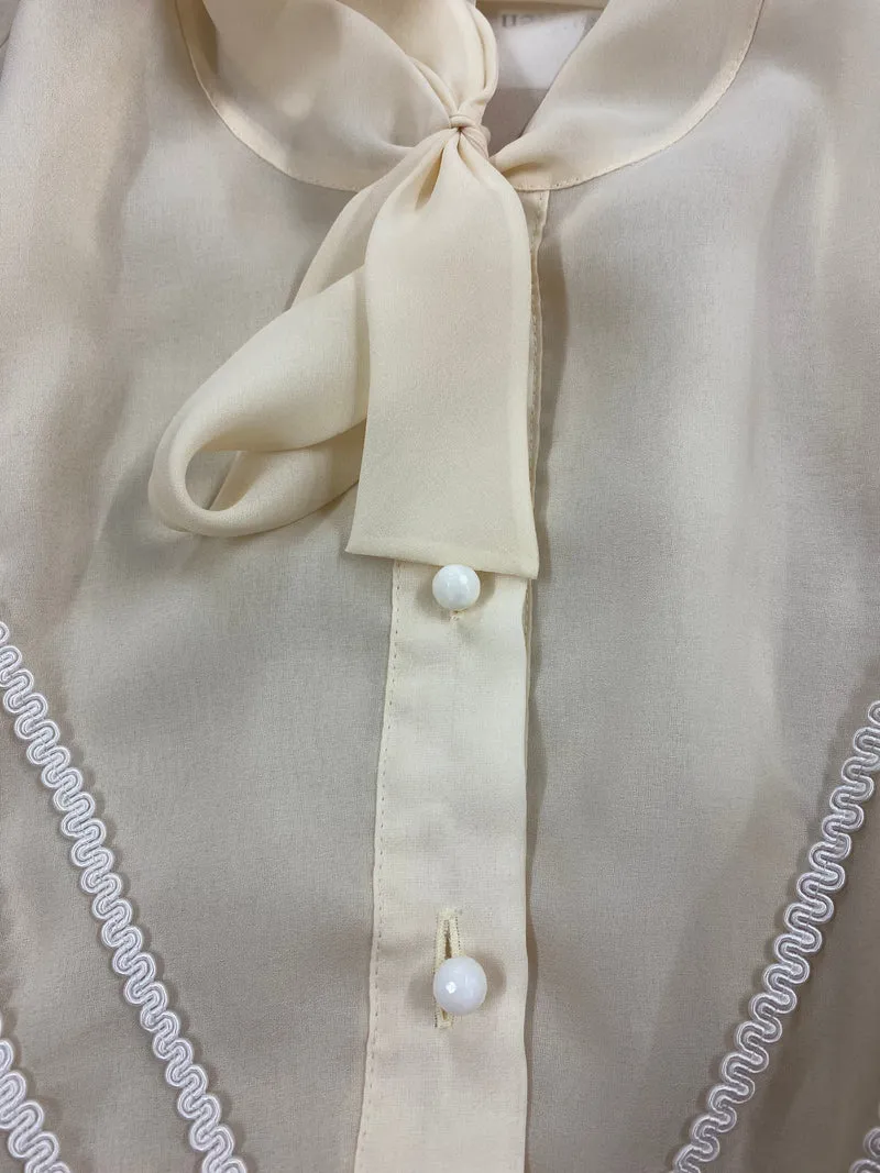 Schluppenbluse - Vintage - Ivory - Größe XL