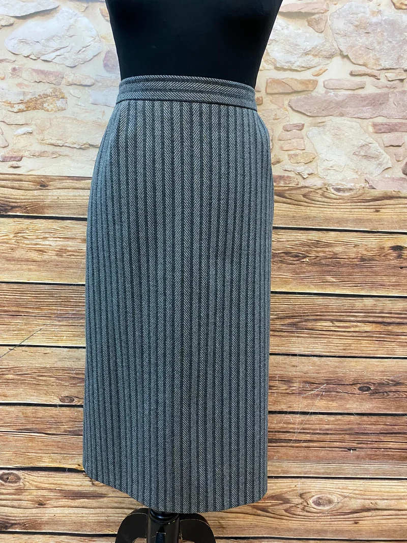 Vintage Rock Hahnentritt grau schwarz Midi Knopfleiste Gr. 42