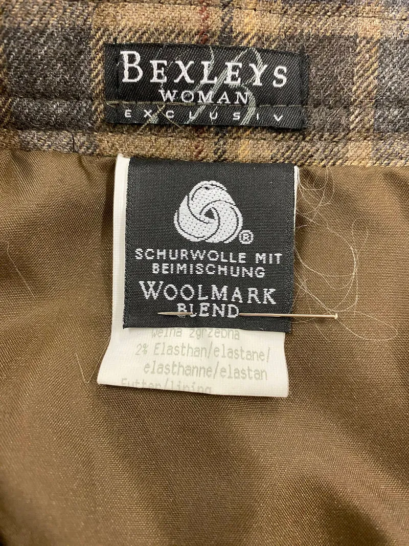 Vintage Karo Rock Schurwolle Größe 46 – klassischer 90er Jahre Wollrock
