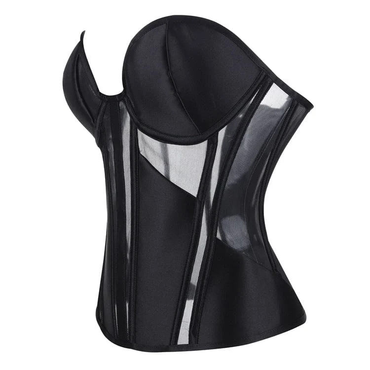 Gothic-Korsett für Damen, transparent, mit Schnürung, über der Brust