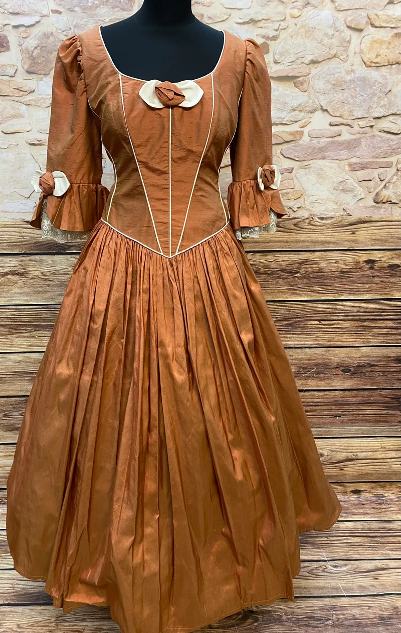 Historisches Theaterkleid in Kupferbraun – Rokoko Stil Gr. 38/40