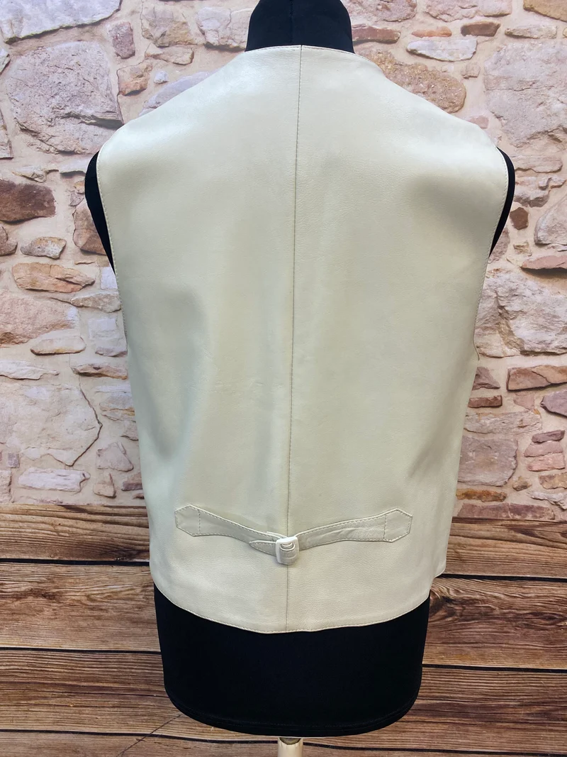 Lederweste - Vintage – Creme, Gr. L