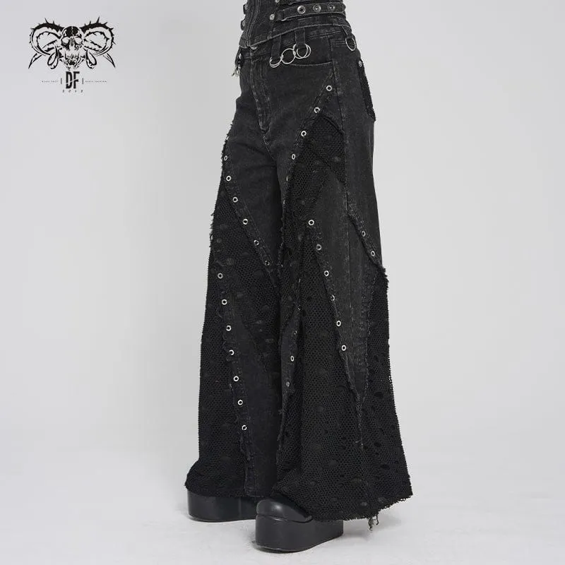Punk-Hosen für Damen mit Ösen, Lagenlook und Rissen