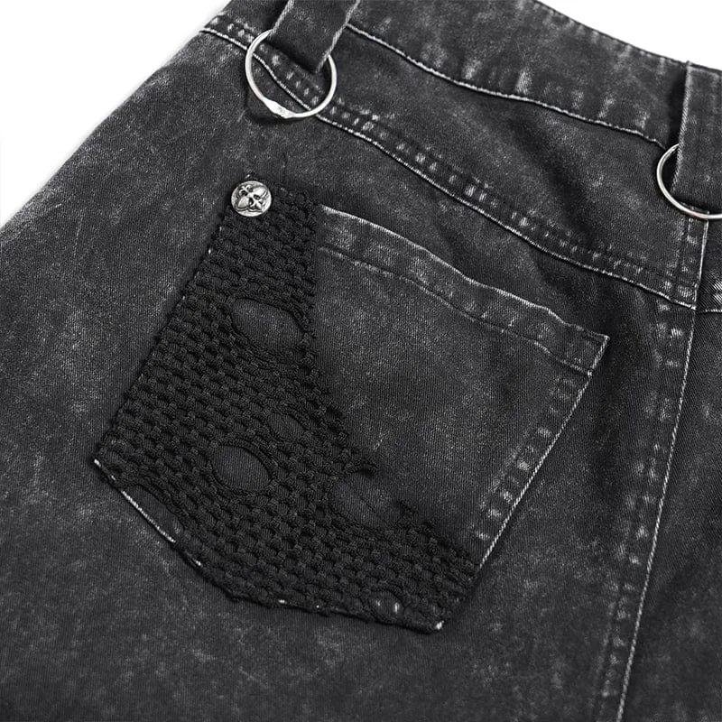 Punk-Hosen für Damen mit Ösen, Lagenlook und Rissen