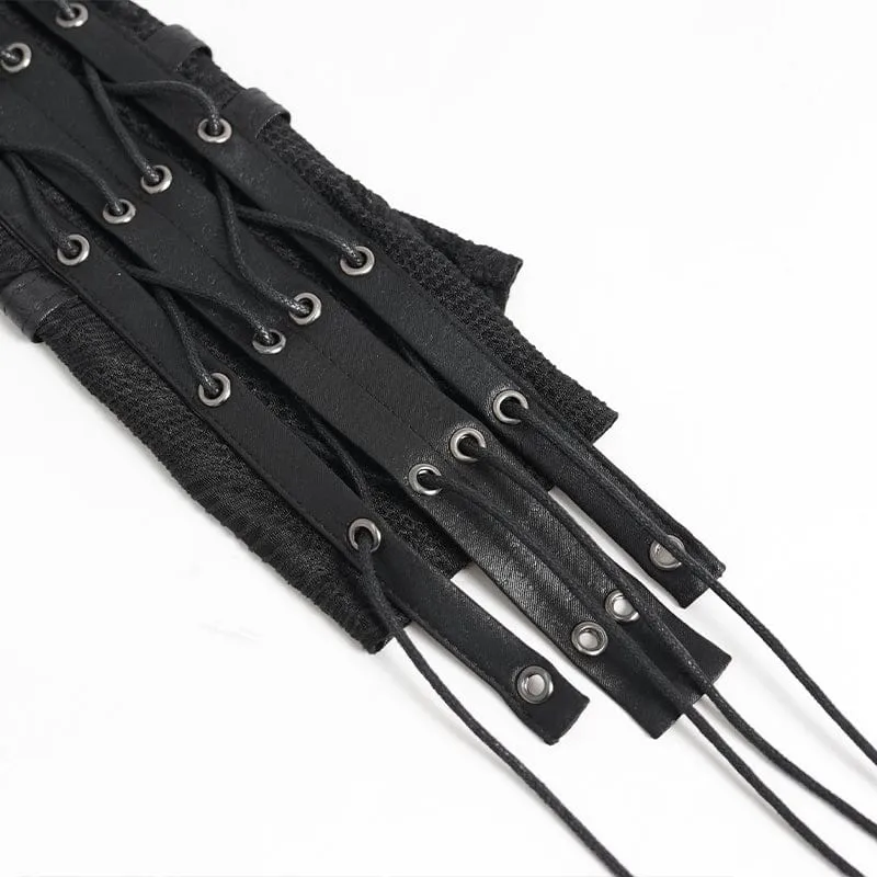 Punk-Fingerlose Mesh-Handschuhe für Damen mit Kordelzug