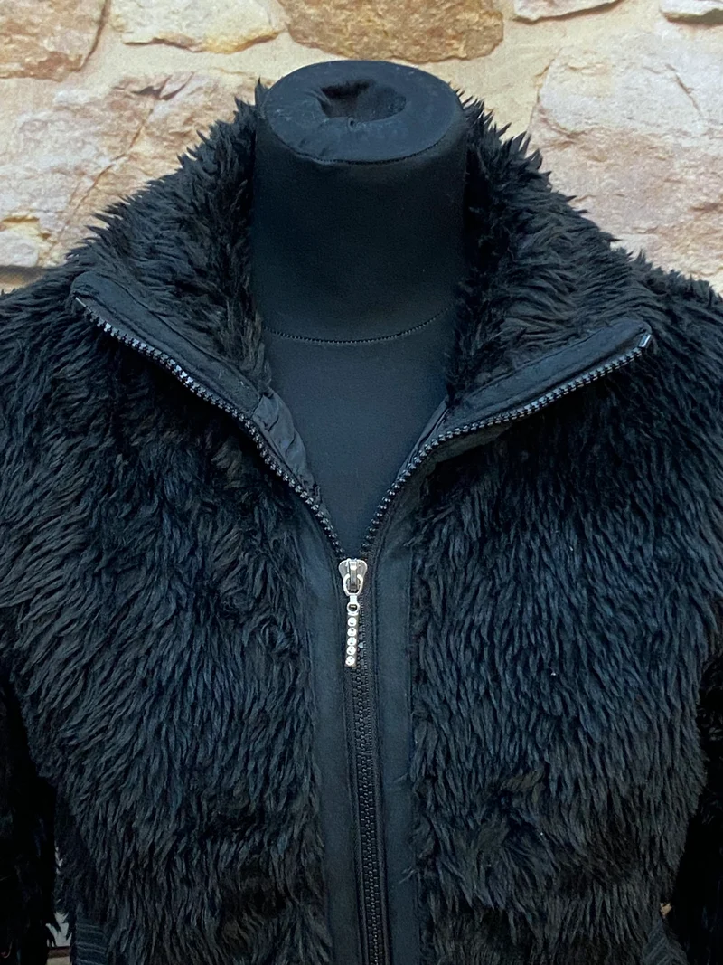 Vintage Teddyjacke in Schwarz, Gr. S