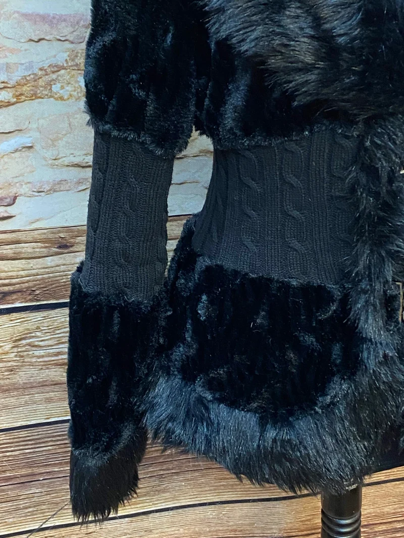 Schwarze Teddyjacke im Vintage-Stil, Gr.M (38)