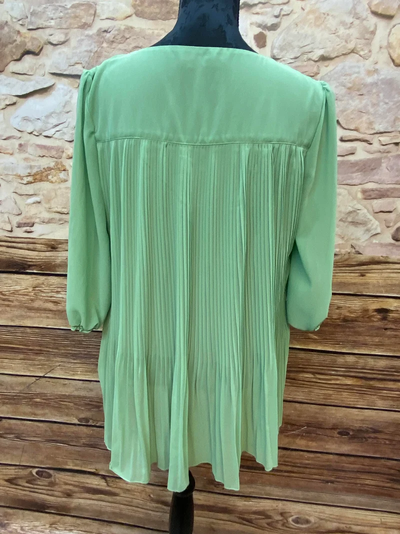 Vintage-Tunika in Münzgrün mit Goldverzierungen – Größen XL