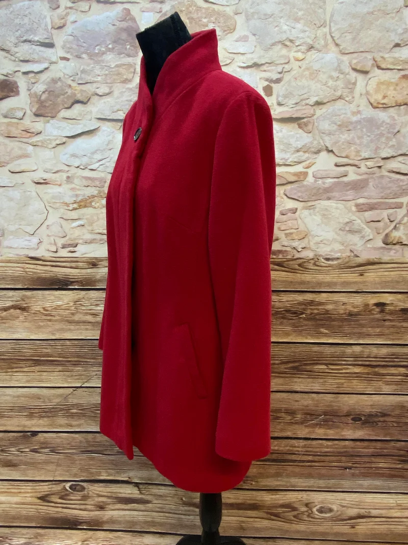 Eleganter Roter Wollmantel mit Kaschmir, Gr.38, Vintage