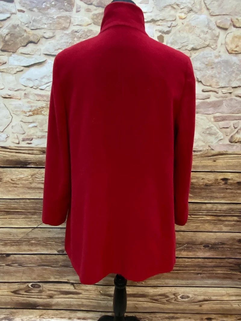 Eleganter Roter Wollmantel mit Kaschmir, Gr.38, Vintage