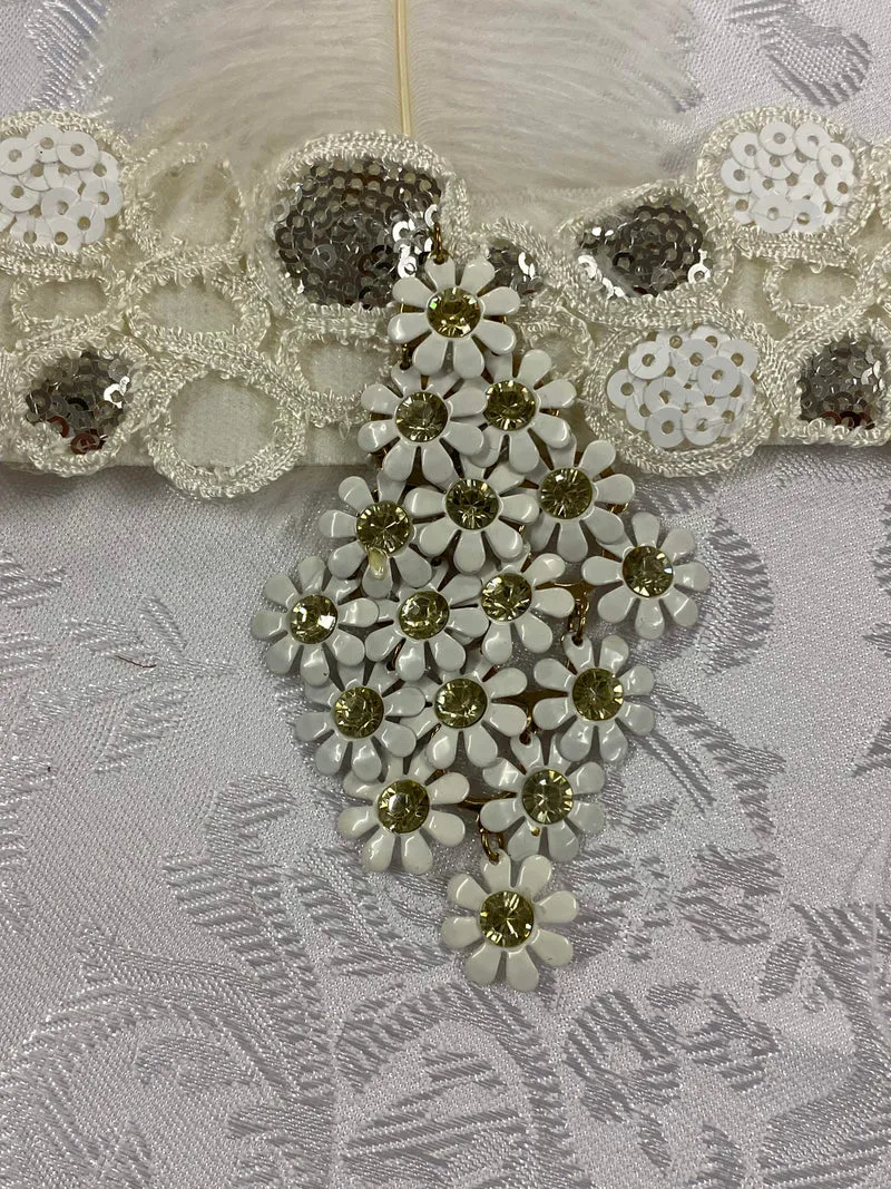 20er Jahre Damen Set Accessoires weiß/silber