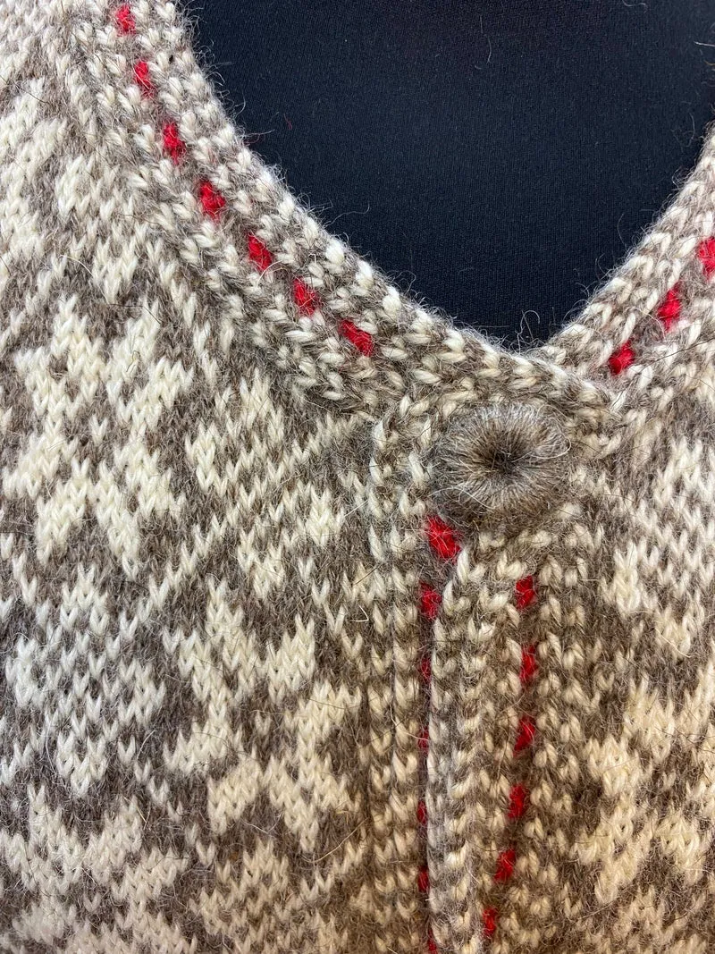 Vintage Norweger Strickjacke mit traditionellem Muster – Größe 42