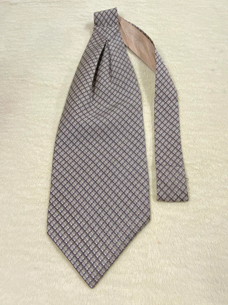 Vintage Ascot Krawatte Herren Beige Braun – Schalkrawatte Made in Italy