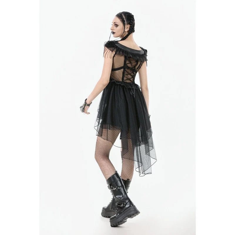 Punk-Mehrschicht-Netzkleid mit V-Ausschnitt für Damen