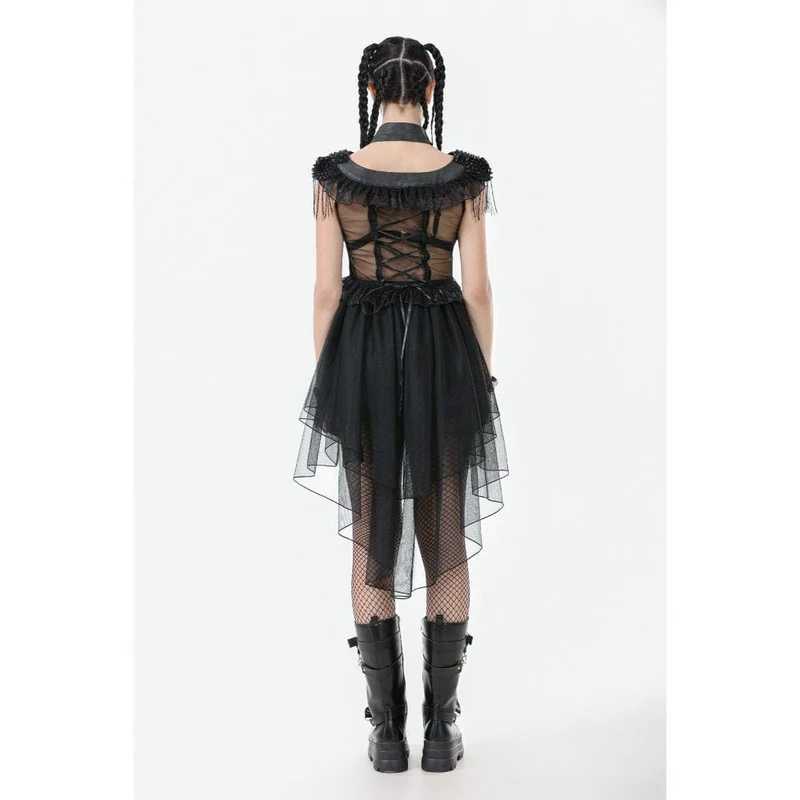 Punk-Mehrschicht-Netzkleid mit V-Ausschnitt für Damen