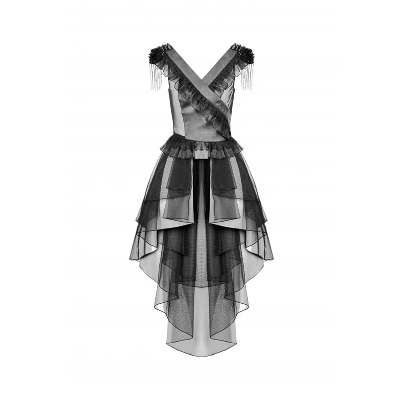 Punk-Mehrschicht-Netzkleid mit V-Ausschnitt für Damen
