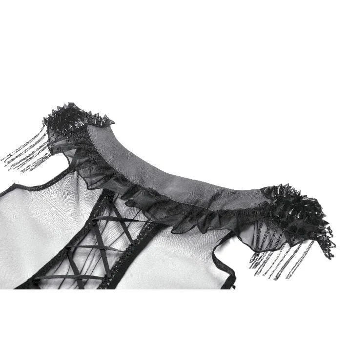 Punk-Mehrschicht-Netzkleid mit V-Ausschnitt für Damen