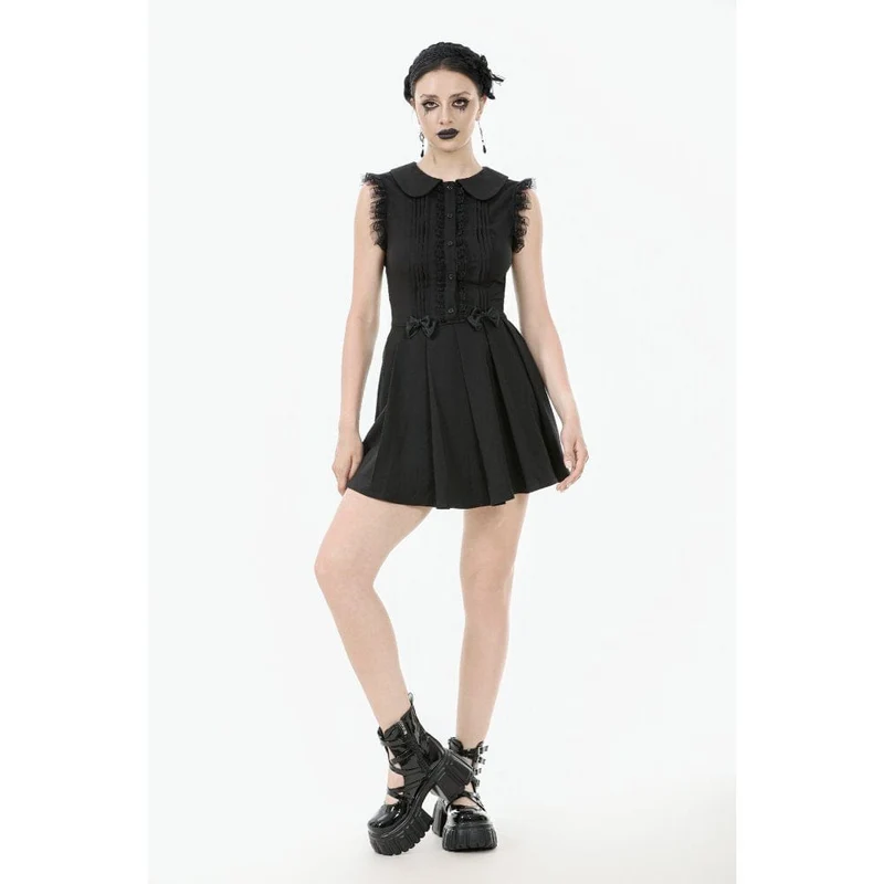 Gothic-Kleid mit Schleife, Falten und ärmellos für Damen, Abschlusskleid