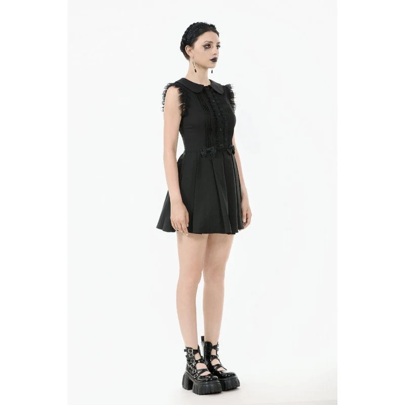 Gothic-Kleid mit Schleife, Falten und ärmellos für Damen, Abschlusskleid