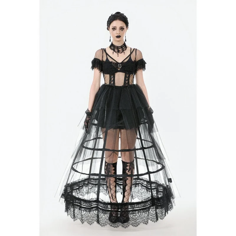 Gothic-Mehrschichtkleid aus transparentem Netzstoff für Damen