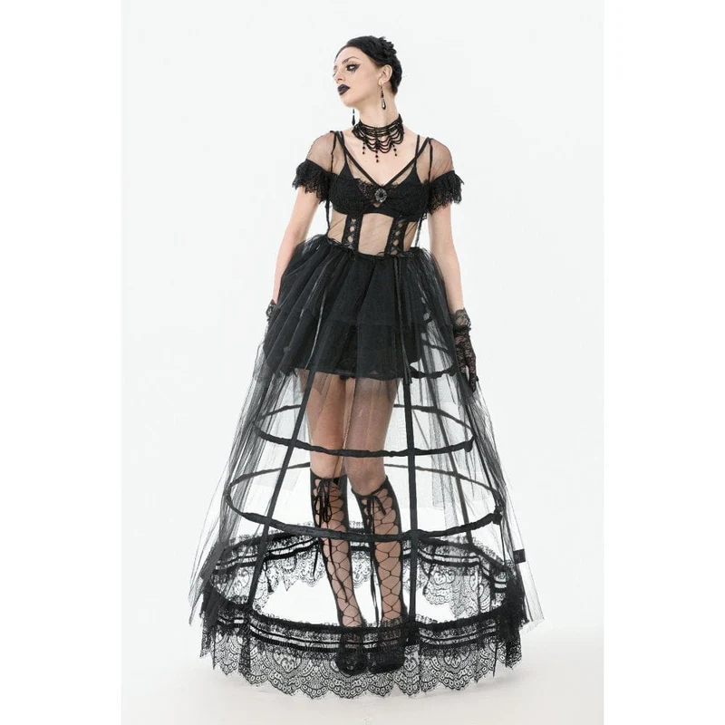 Gothic-Mehrschichtkleid aus transparentem Netzstoff für Damen