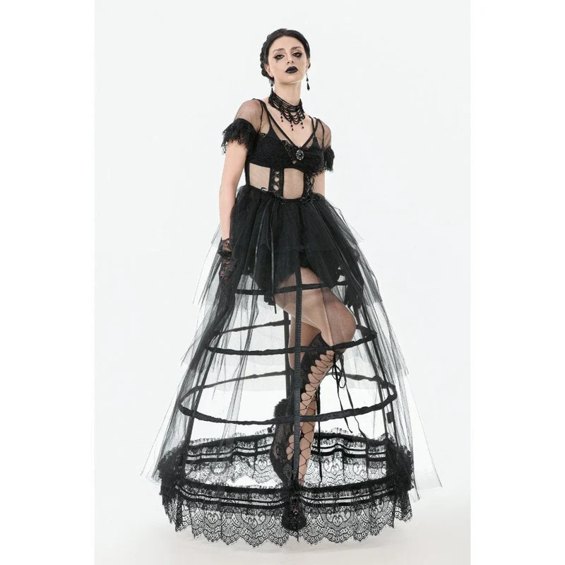 Gothic-Mehrschichtkleid aus transparentem Netzstoff für Damen