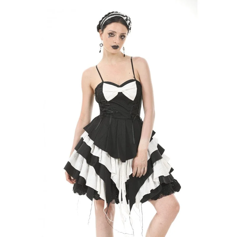 Gothic Lolita Slip-Kleid mit Schleife in Kontrastfarbe für Damen