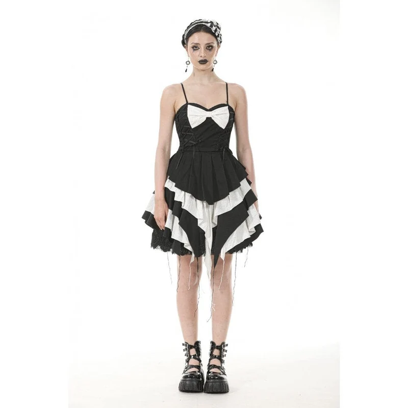 Gothic Lolita Slip-Kleid mit Schleife in Kontrastfarbe für Damen
