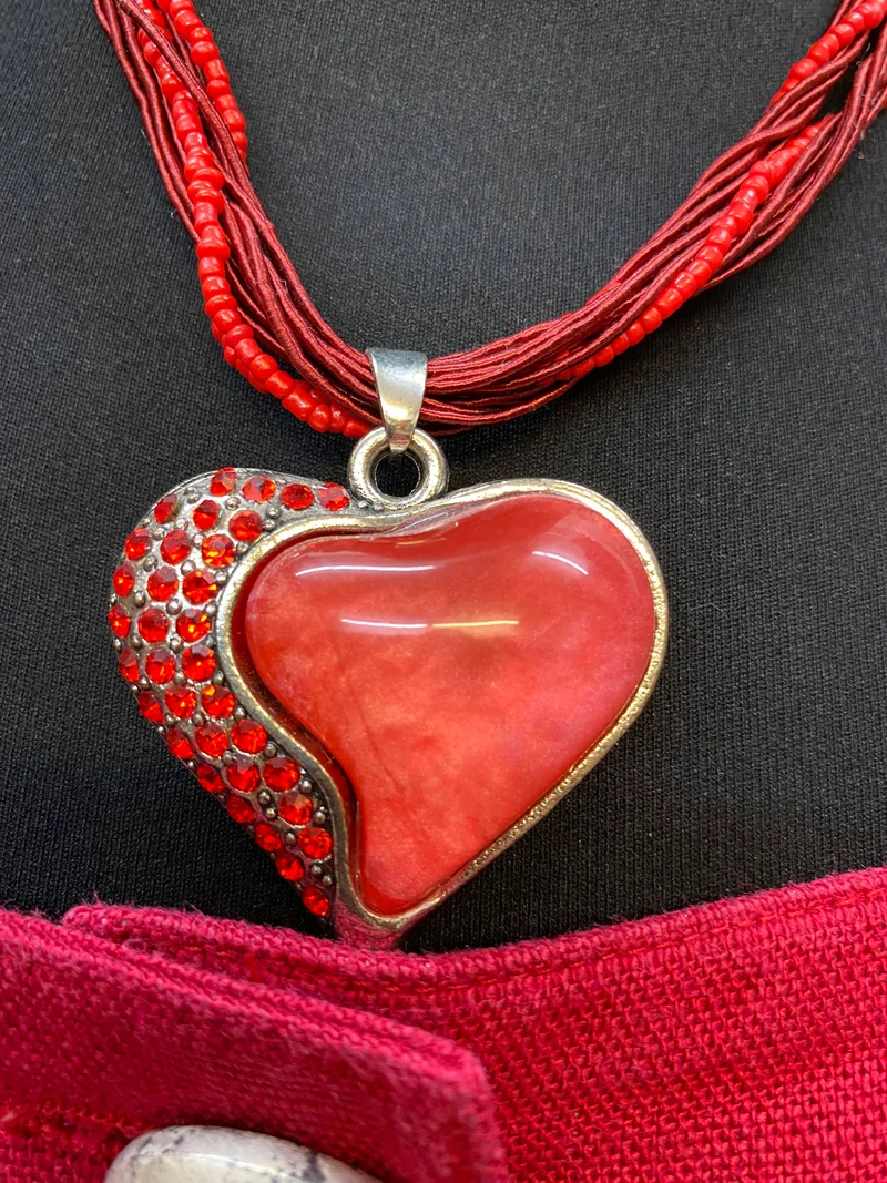 Trachtenkette rot - Damen – Herzanhänger