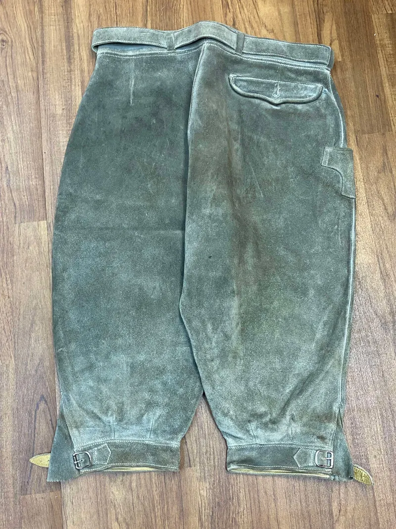 Vintage Lederhose Herren Kniebund Gr. 50 – grau echte Trachtenhose