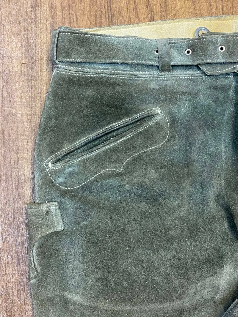 Vintage Lederhose Herren Kniebund Gr. 50 – grau echte Trachtenhose